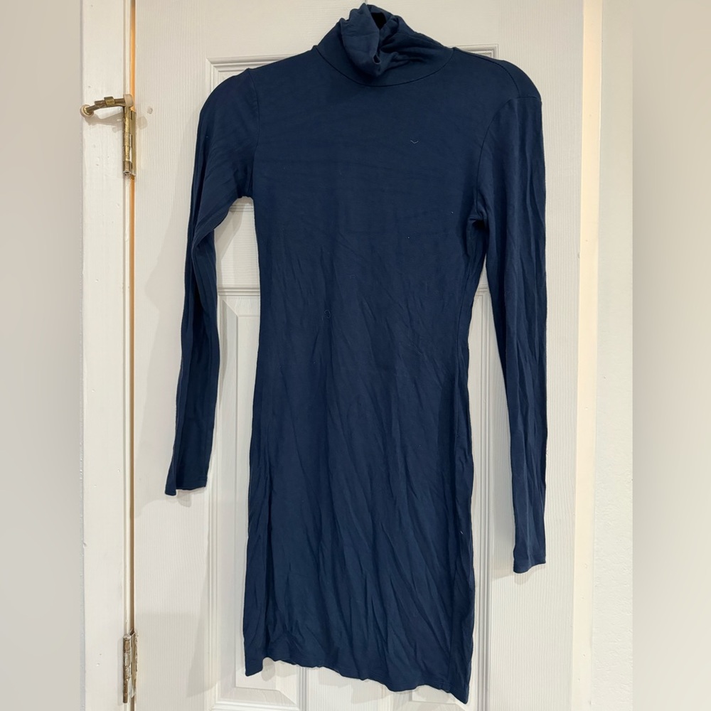 Navy Blue Long Sleeve Turtleneck Dress Lulus Small